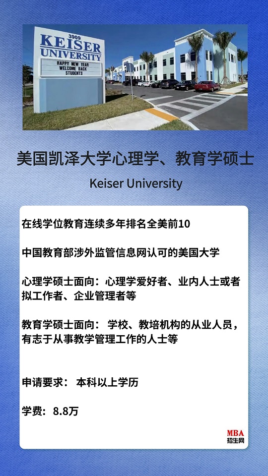 美國凱澤大學(xué)心理學(xué)碩士