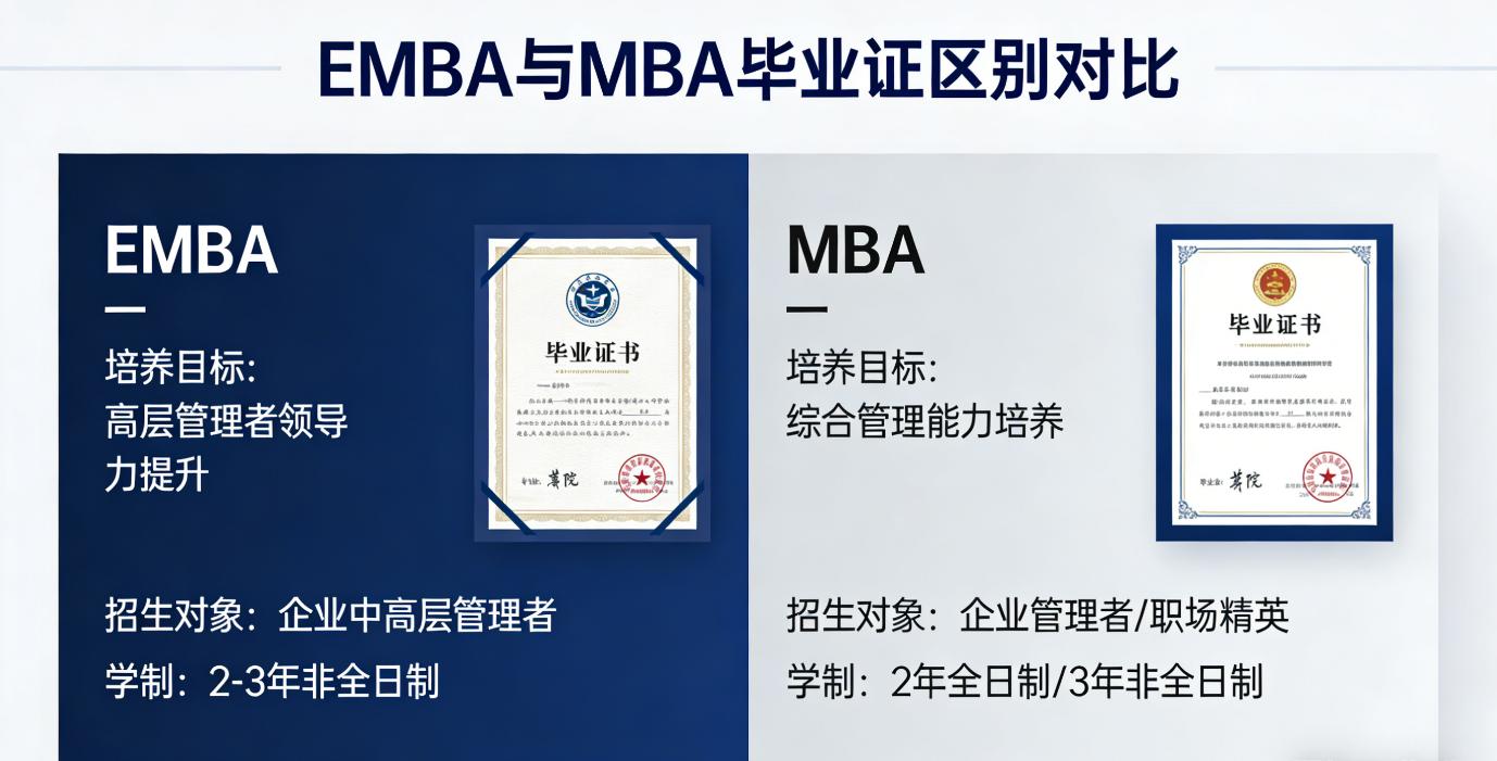 EMBA和MBA畢業(yè)證有什么區(qū)別？2026證書真相一次說清